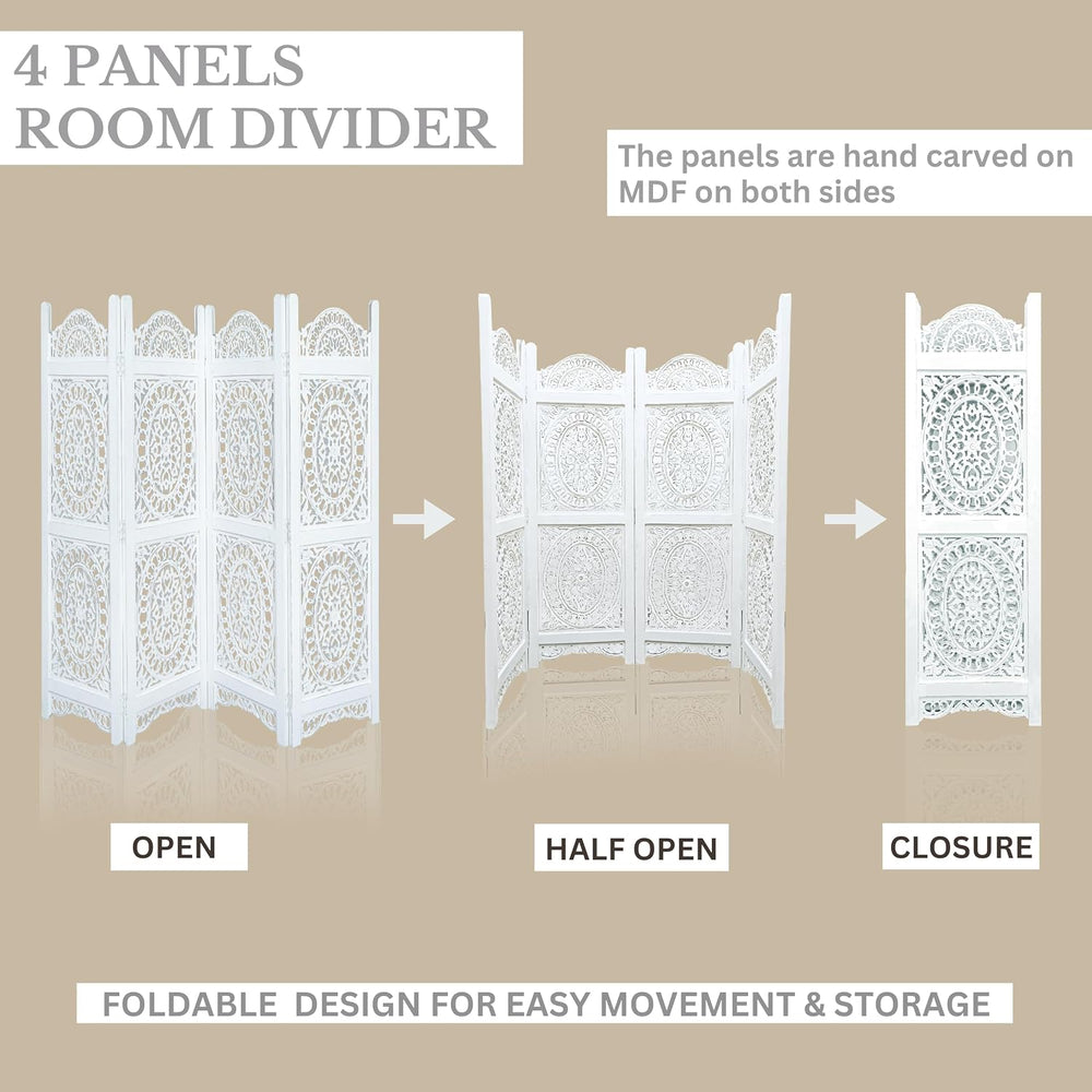 Lightnpro 4-Panel Wooden Room Divider 64x48, Preassembled Partition Screen