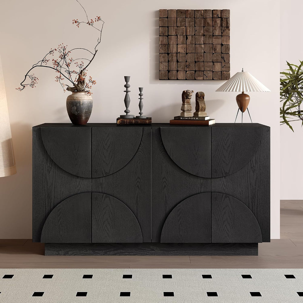 LKTART 56" Modern Sideboard Buffet Storage Cabinet with Solid Wood Venee...