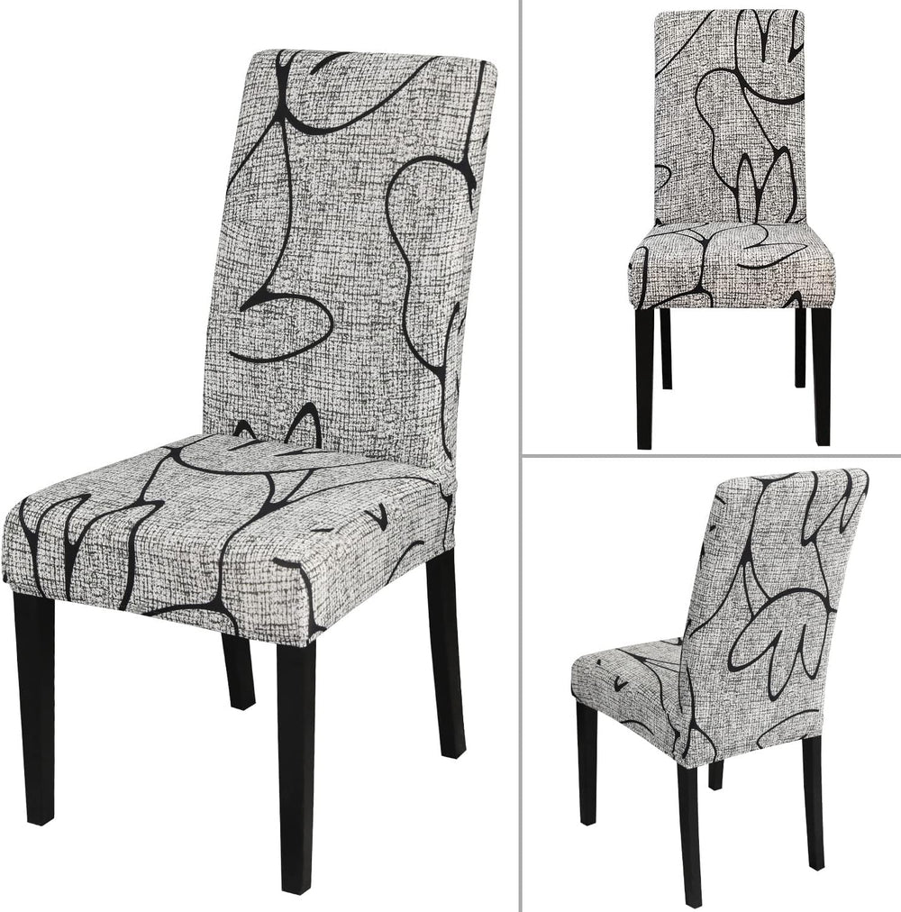 JQinHome Pattern Chair Covers for Dining Room Set of 8, High Stretch Removabl...