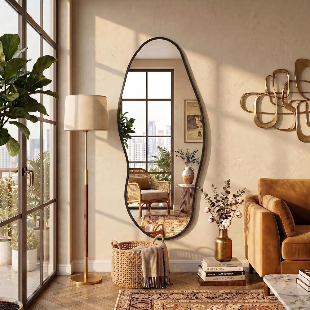 Irregular Full Length Mirror-Black Mirrors for Wall Home Decor 55"x 23&q...