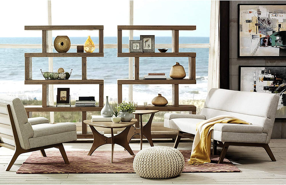 INK+IVY Blaze Triangle Wood Coffee Table Plywood with Wood Veneer Legs, Mid-C...