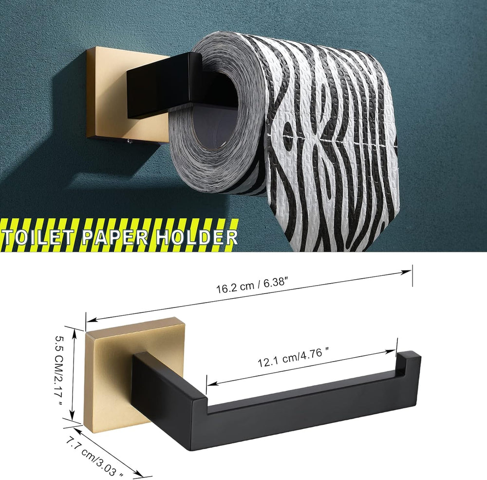 Bathroom Towel Bar Holder Sets Black and Gold 4-Piece Bathroom Hardware Set S...
