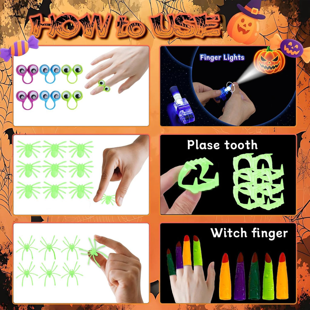 240Pcs Halloween Party Favors Mini Cauldron Set halloween finger lights