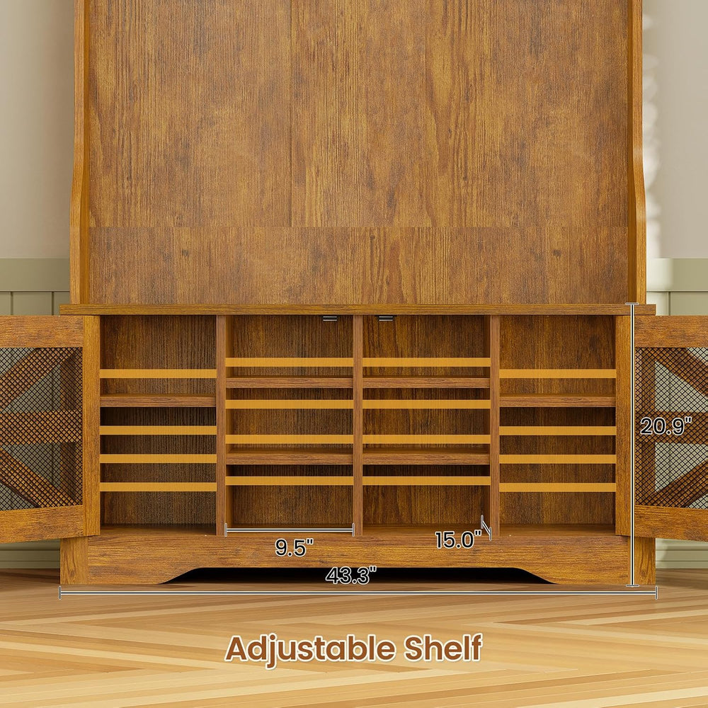 Itaar Hall Tree with Bench and Shoe Storage, 5-in-1 Entryway Bench with Coat ...