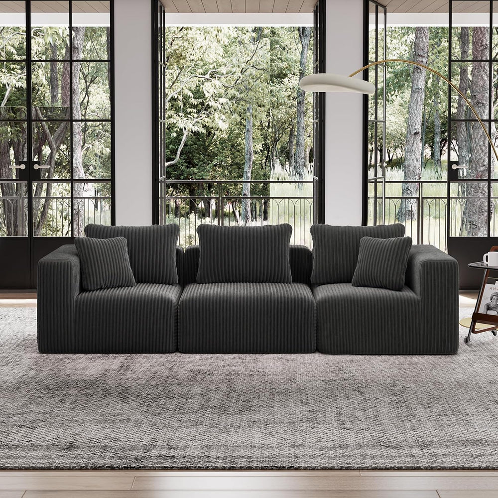 Avenco 106-inch 3-Seater Modular Sofa Couch, Corduroy Fabric