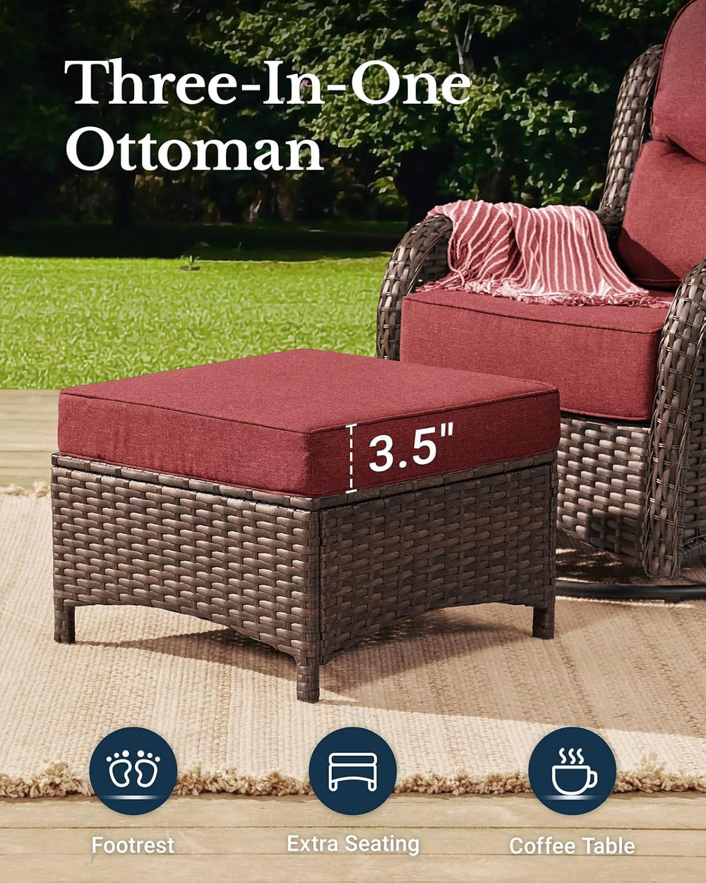 HILLGA Luxury Outdoor Patio Furniture Set with 6-Inch Thick Cushions