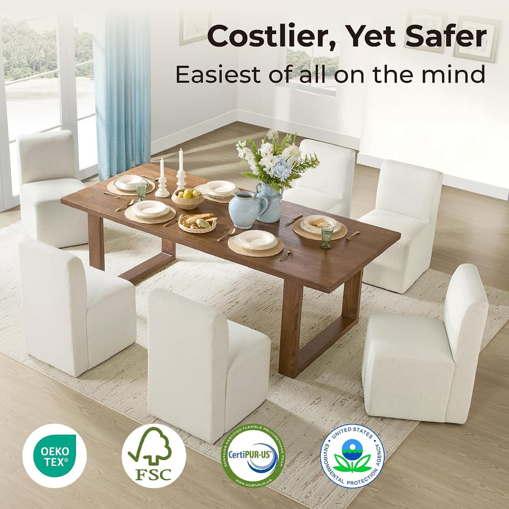 CHITA Dining Chairs with Casters Set of 4, Fully Assembled, Linen