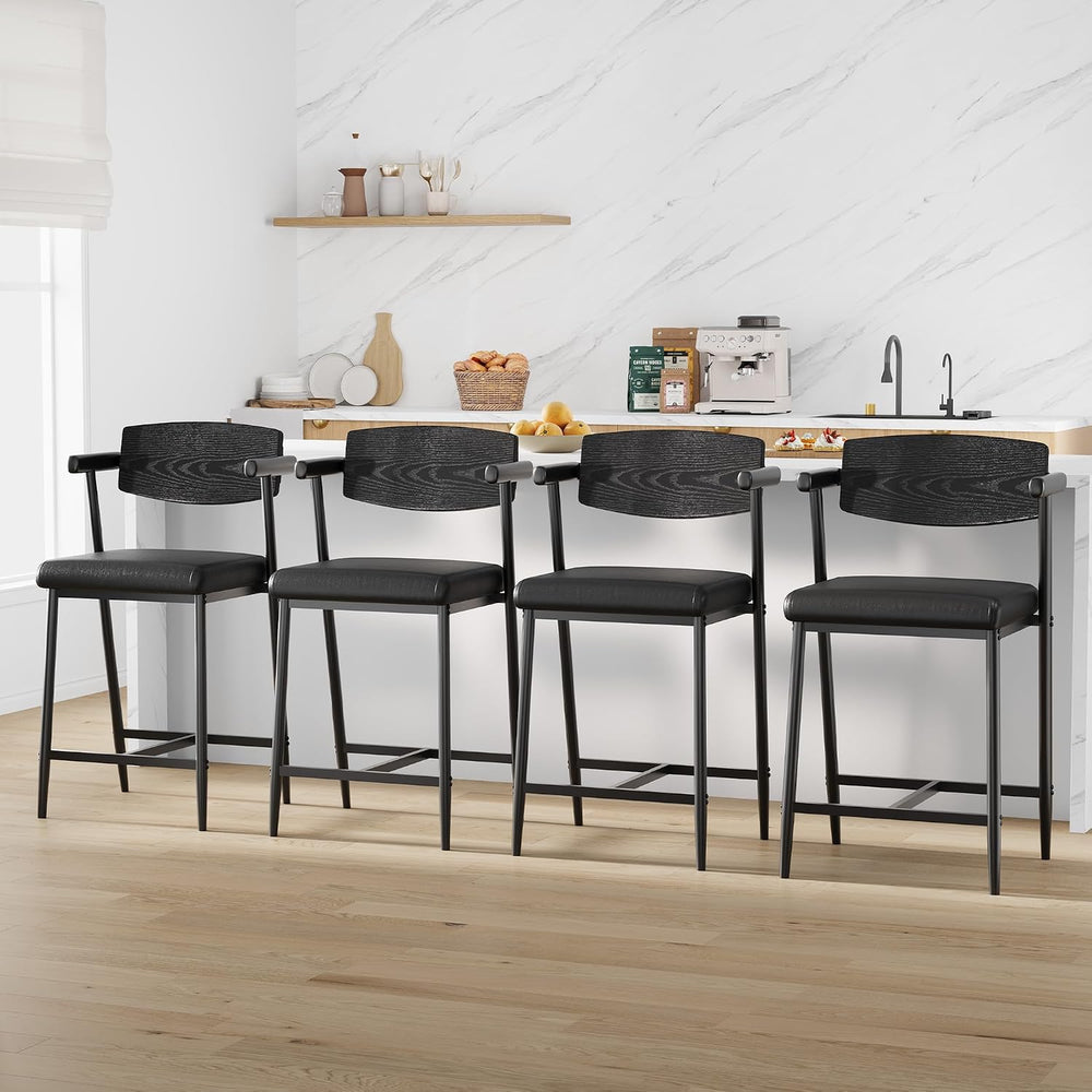 IDEALHOUSE Bar Stools Set of 2 with Arm, 2pcs Counter Height Bar Stools Set w...