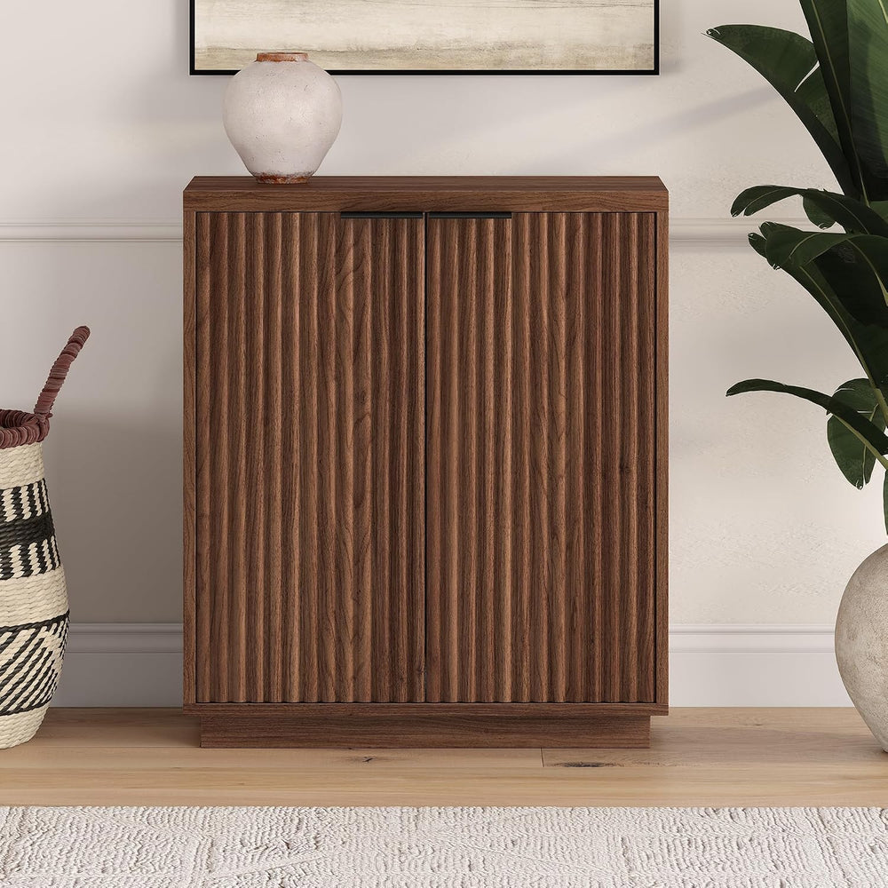 Henn&Hart 28" Fluted Accent Cabinet, Sideboard Buffet, Medium Walnut