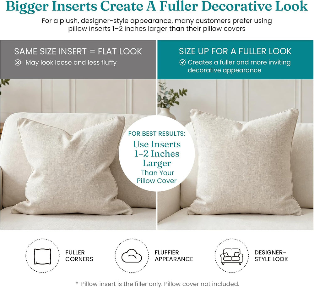 Oubonun Throw Pillow Inserts 20x20 Set of 4, Decorative Throw Pillows