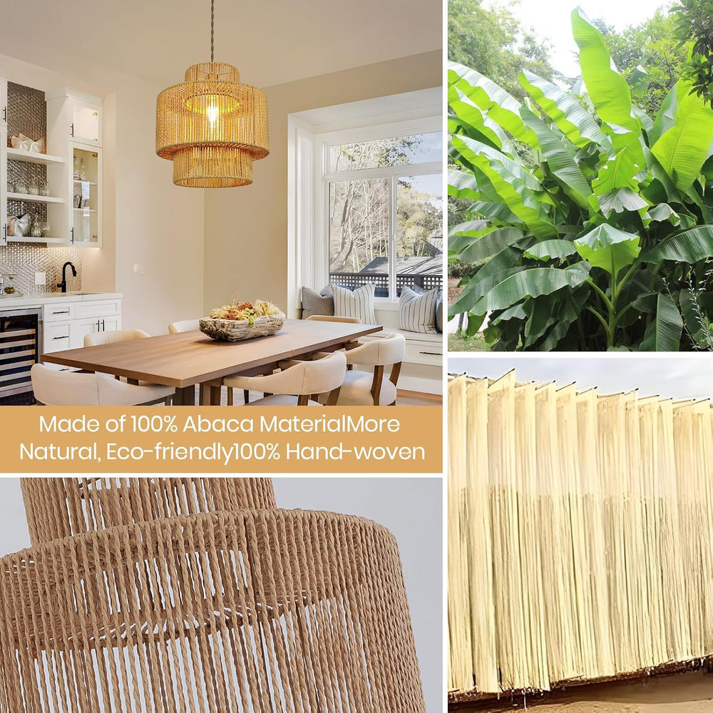 Boho Rattan Lamp Shades for Pendant Light Chandelier Floor Lamps Replacement,...