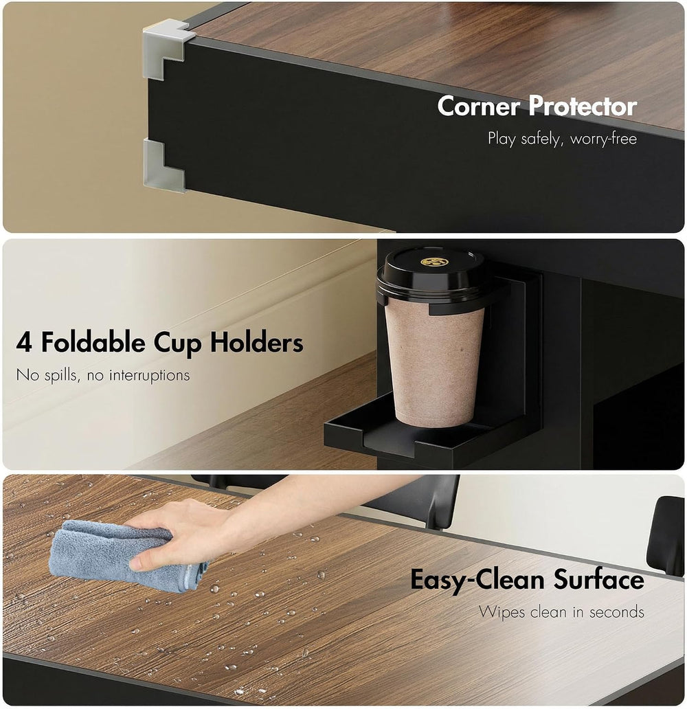 Board Game Table w/ Removable Top, 2-in-1 Dining and Gaming Table for 4–6