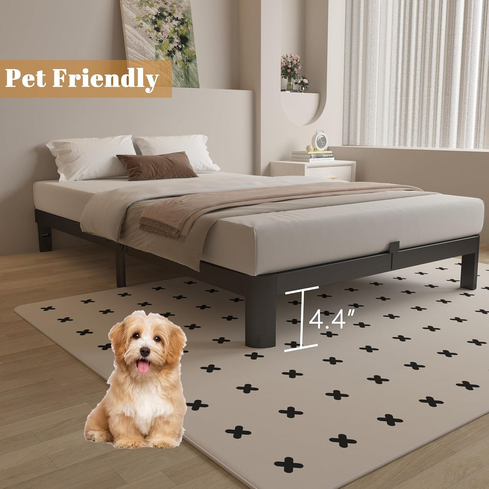 6 Inch Twin Bed Frame with Metal Gasket, Black Single Bed Base