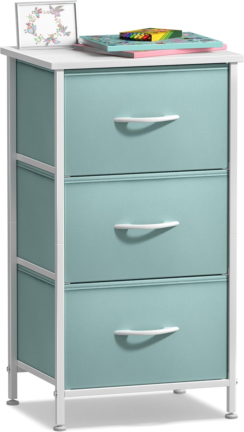 Sorbus Nightstand with 3 Drawers for Bedroom (Aqua)
