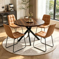 44" Round Dining Table Set for 4, Modern X-Shaped Metal Leg Table