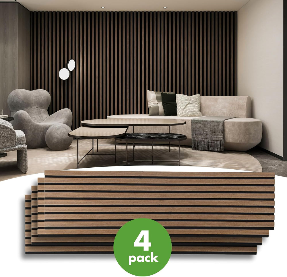 Art3d 12" x 93" Acoustic Wood Slat Wall Panel, 4pcs, 31 sq.ft, Deep...