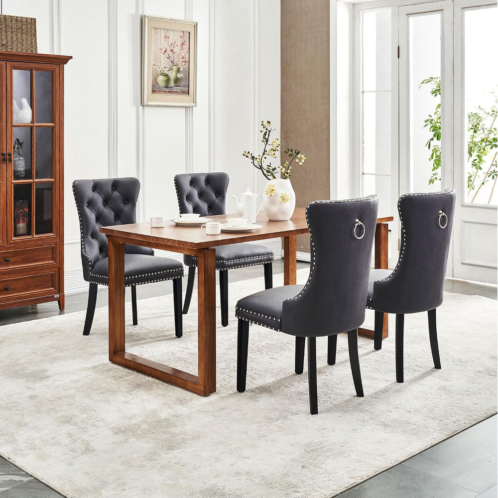Leather Dining Chairs, Black Dining Chairs Set of 4