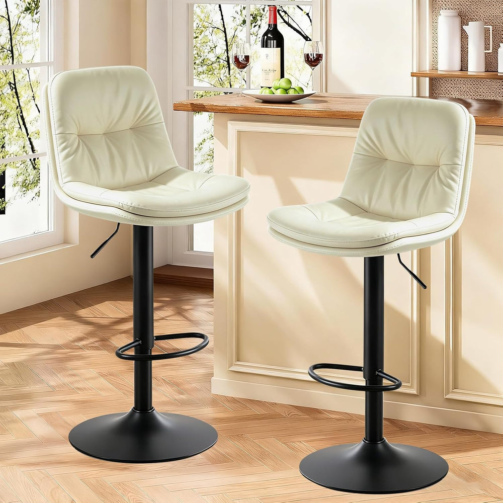 Bar Stools Set of 2 Swivel Adjustable Bar Chairs Counter Height