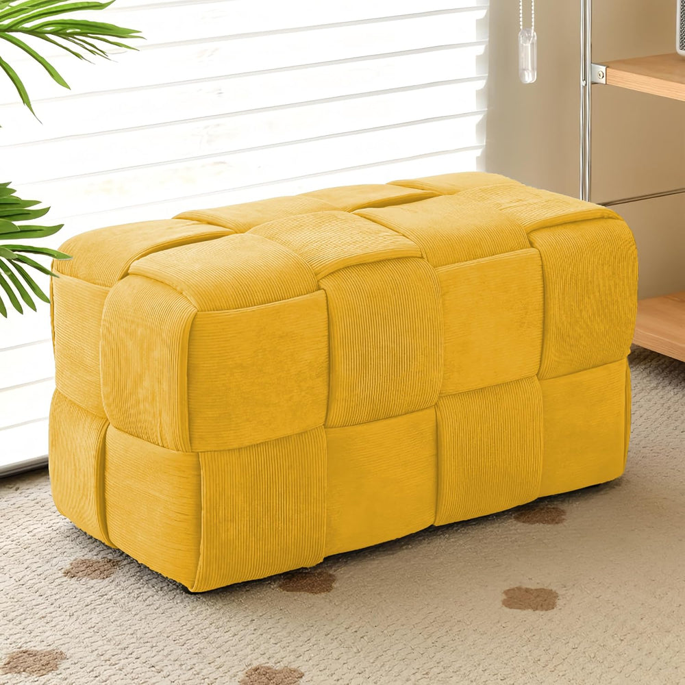 Cmishe 28" Rectangular Woven Corduroy Ottoman Footrest - Large Modern En...