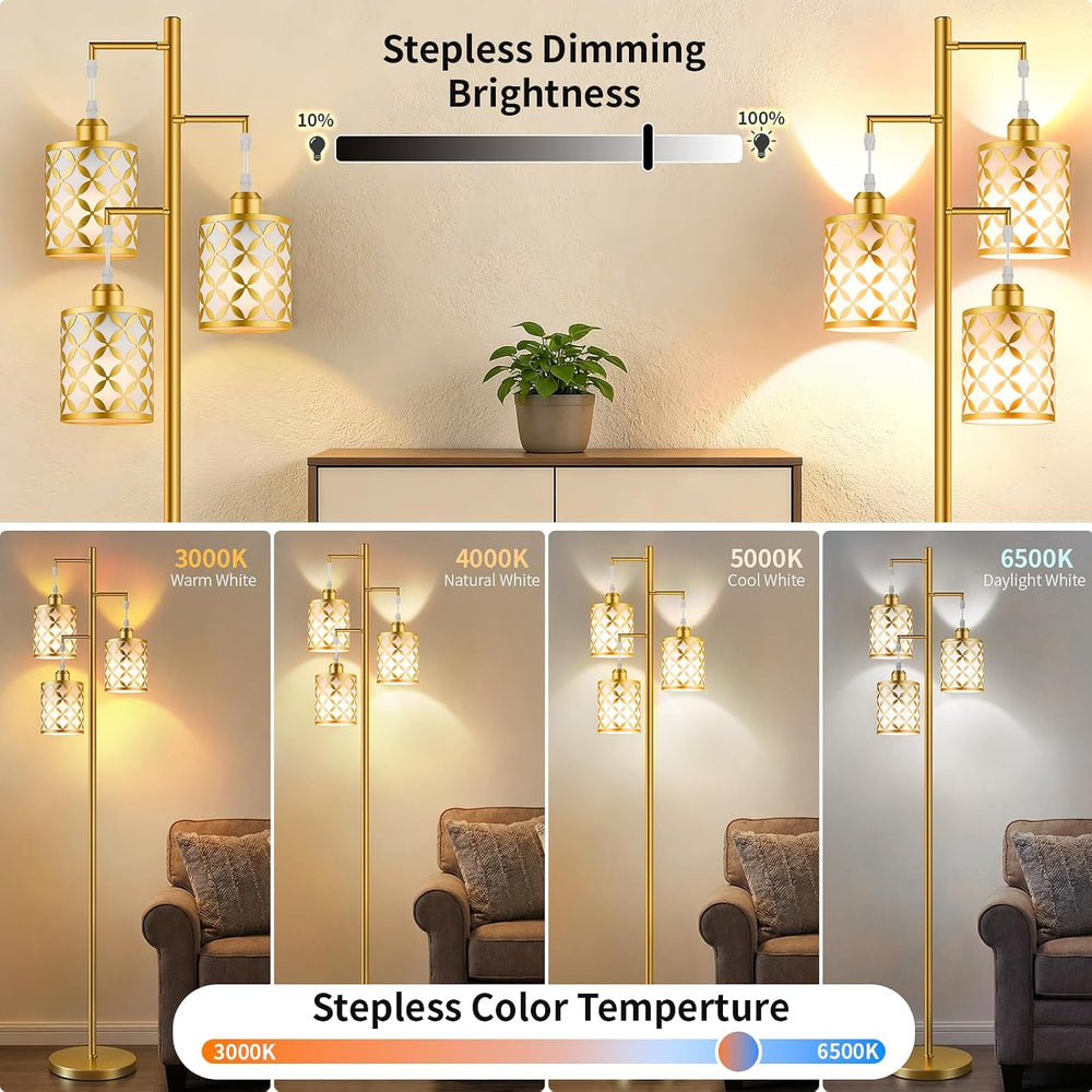 72" Dimmable Floor Lamp with Remote & Timer, Modern Industrial Stand...