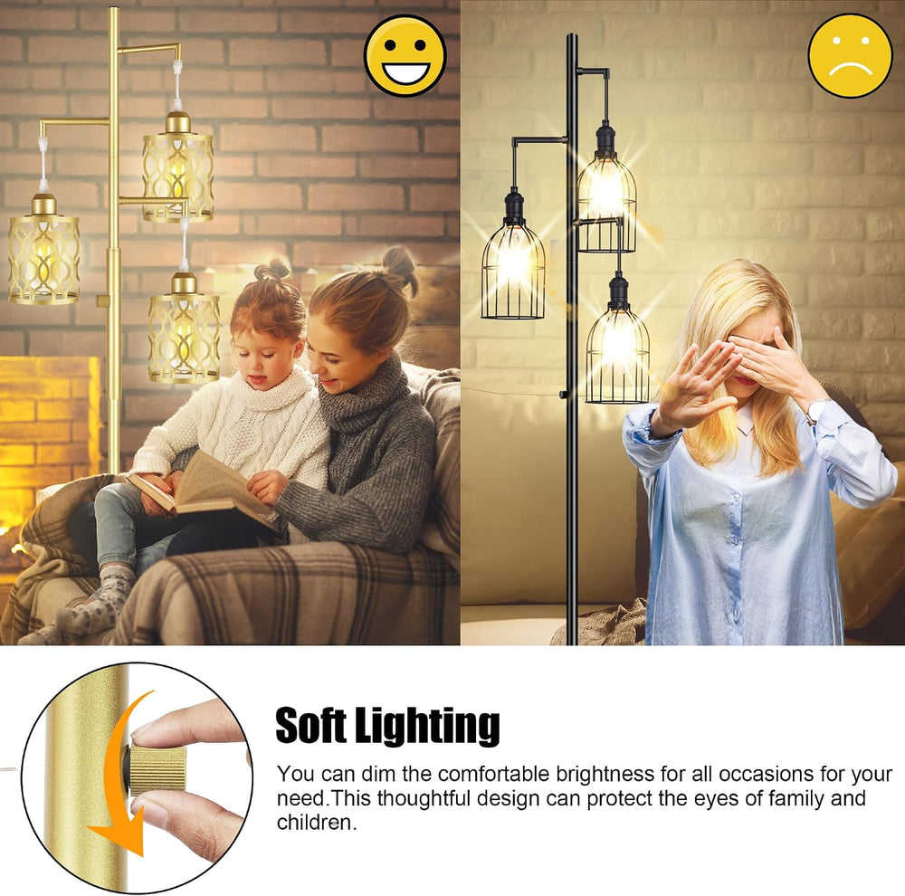 ROTTOGOON 68" Gold Floor Lamp, Dimmable Industrial Floor Lamps for Livin...