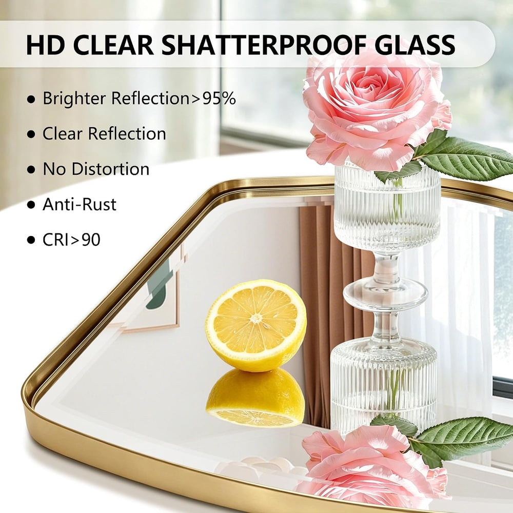 POZINO 66.8"x33" Irregular Beveled Mirror Full Length, Abstract Wal...
