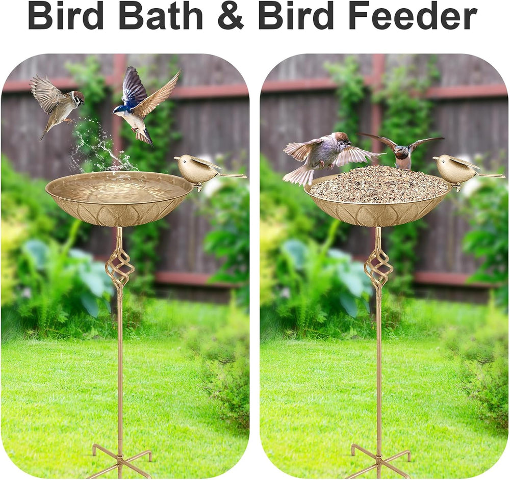 Bird Bath for Outside, Metal Birdbaths & Bird Feeder for Outdoors