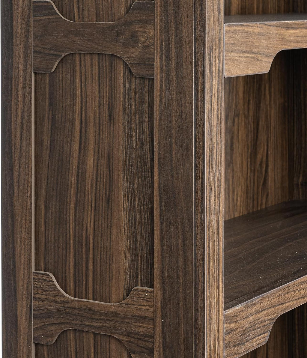 70” Walnut Bookcase Bookshelf, 5-Tier Farmhouse Bookcase Shelves