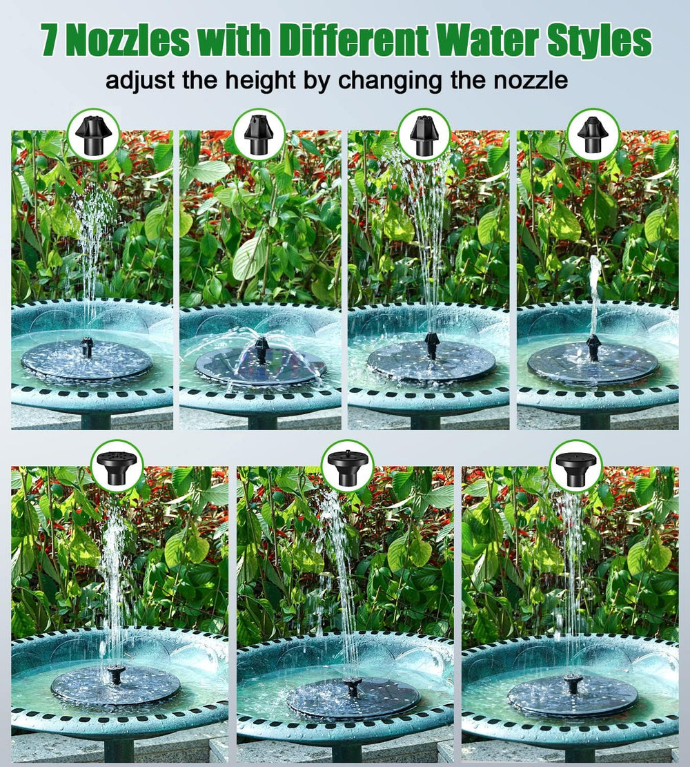 SZMP Solar Fountain with Colorful Star-Shaped Lights, 4W Bird Bath Fountain P...