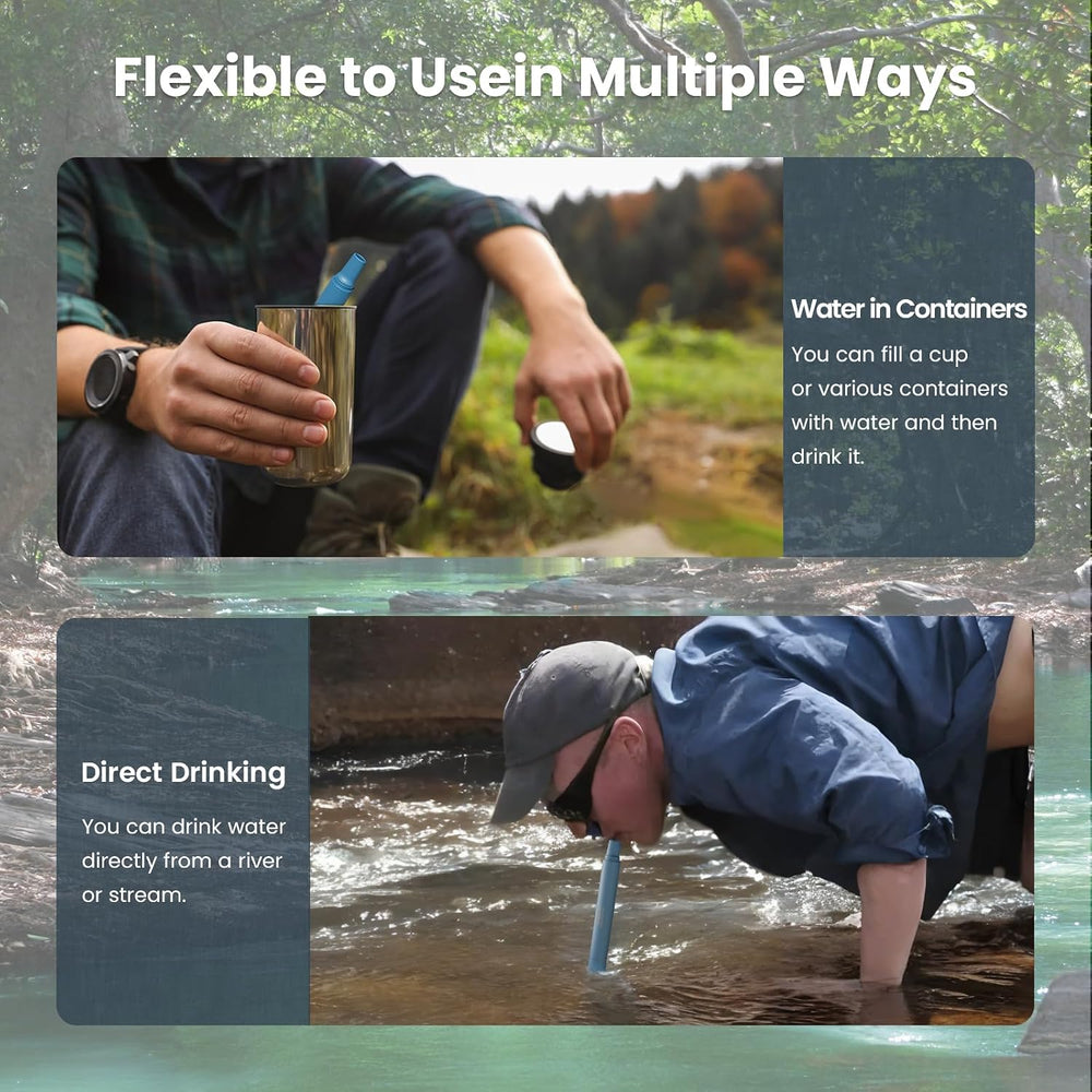 Portable Water Filter Straw Survival, Essential Camping & Hiking Gear, Wa...
