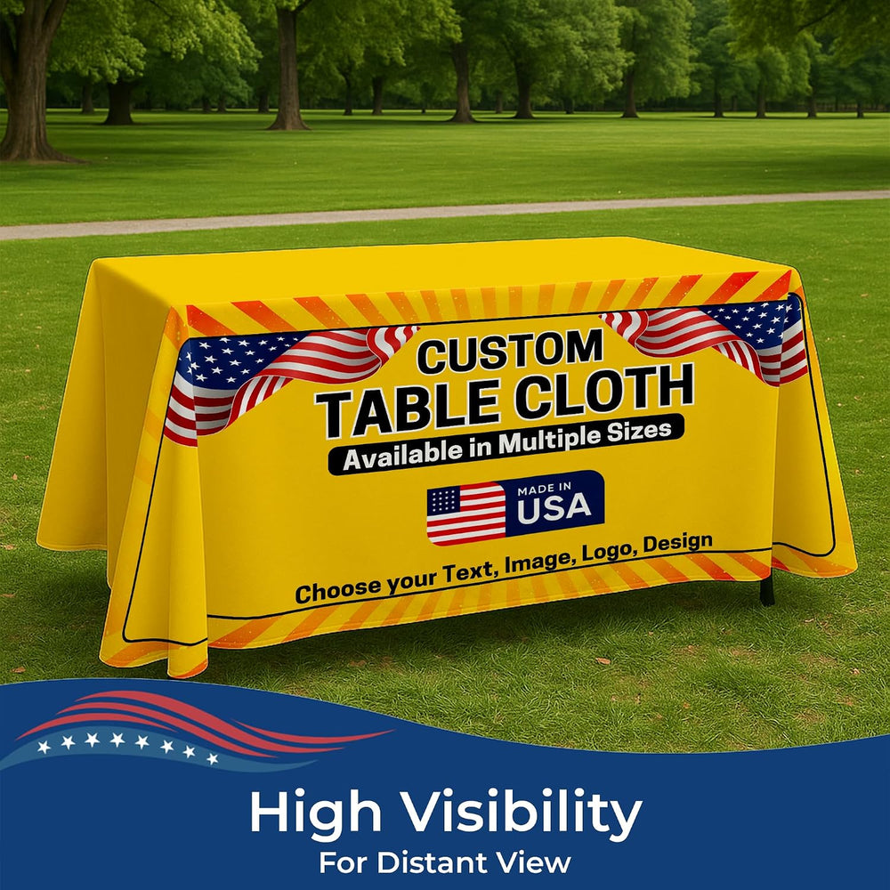 DC Custom Table Cloth With Business Logo 6 Ft-4 Ft, Table Cover Made In USA