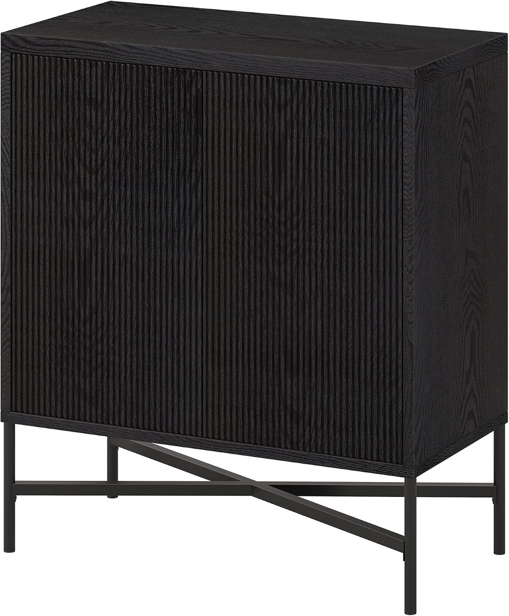 Henn&Hart 28" Fluted Accent Cabinet, Sideboard Buffet, Natural Black