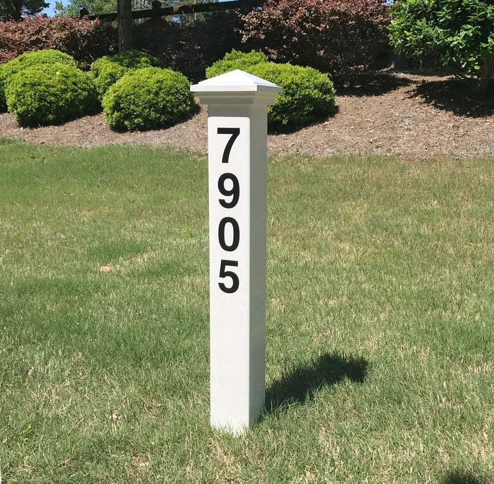 White Address Post 32" - Nantucket/Black Numbers