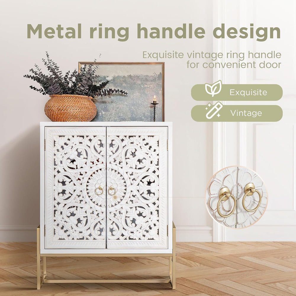 Sophia & William White Accent Cabinet with Door, Buffet Storage Cabinet