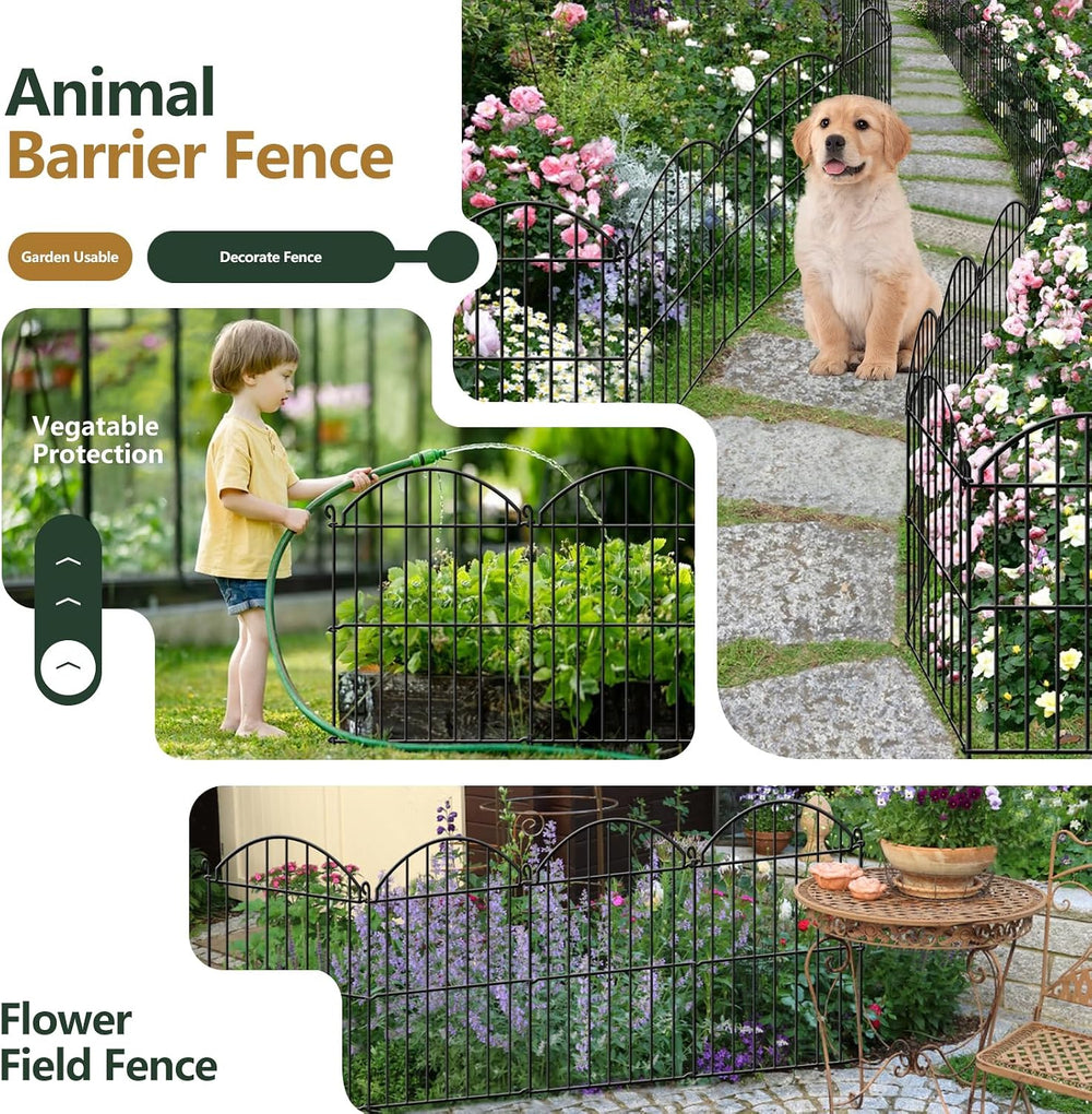 32 Panels Garden Fence, 34ft x 23in Animal Barrier Fences for Rabbits Dogs, R...