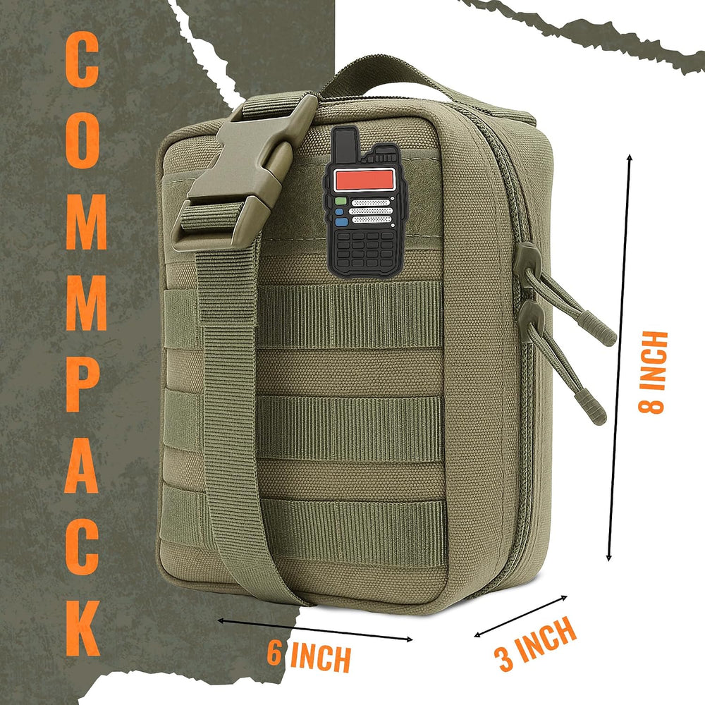Ham Radio Go Bag in Green Color with Tear-Away Hook and Loop Back - Molle Com...