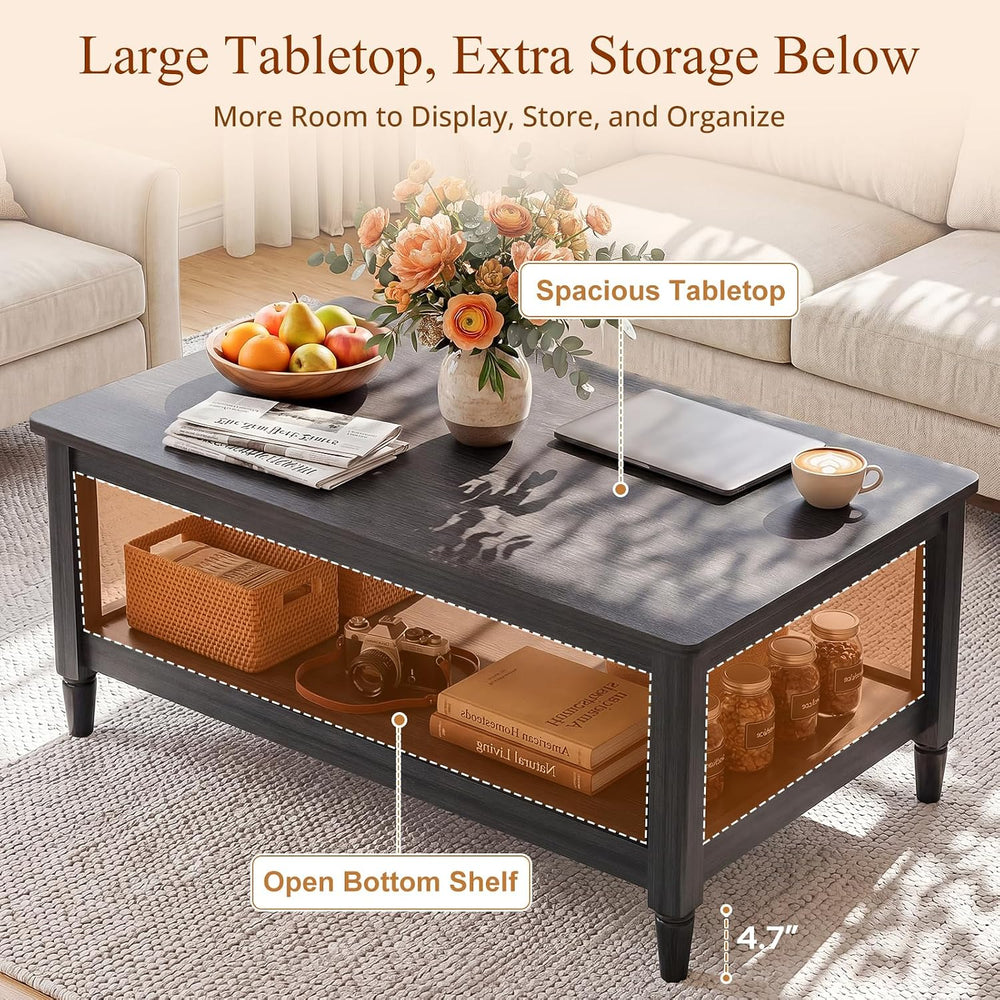 40" Farmhouse Coffee Table, Dark Oak