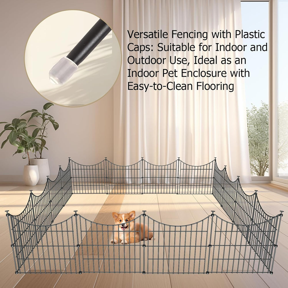 10‑Panel No‑Dig Metal Garden Fence 24" H x 20'L Dog Fence Outdoor fo...