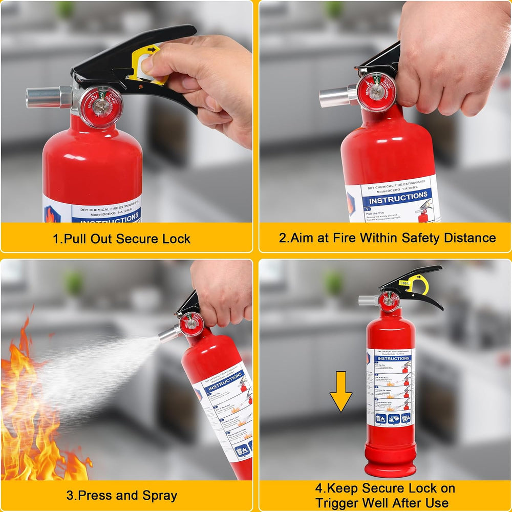 2 Pack ABC Dry Chemical Fire Extinguishers with Mount