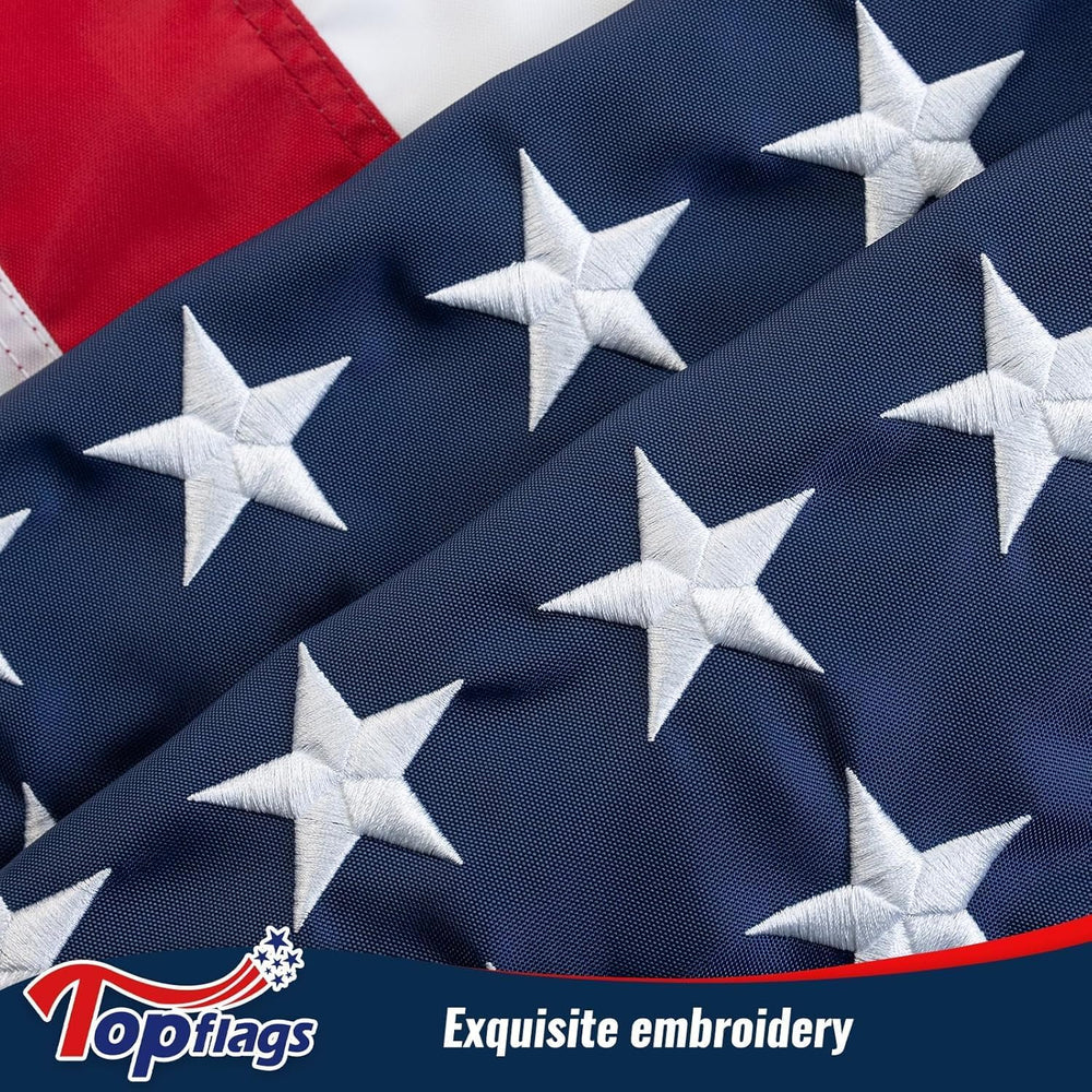 TOPFLAGS American Flag for Outside 8x12 Ft Embroidered Stars US Flags