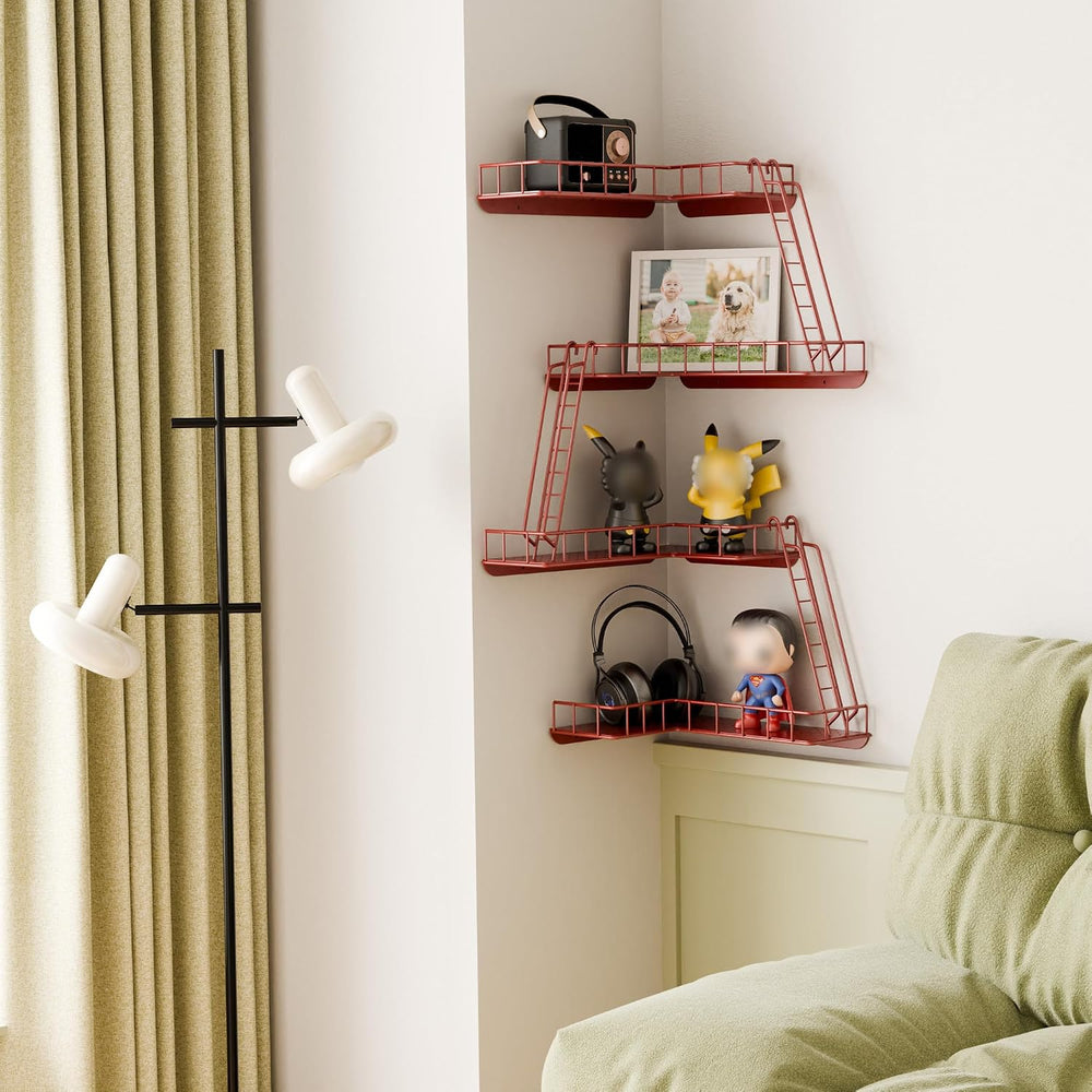 Fire Escape Wall Shelf - Modern City Style 4-Tier Corner Wall Shelves, Easy t...