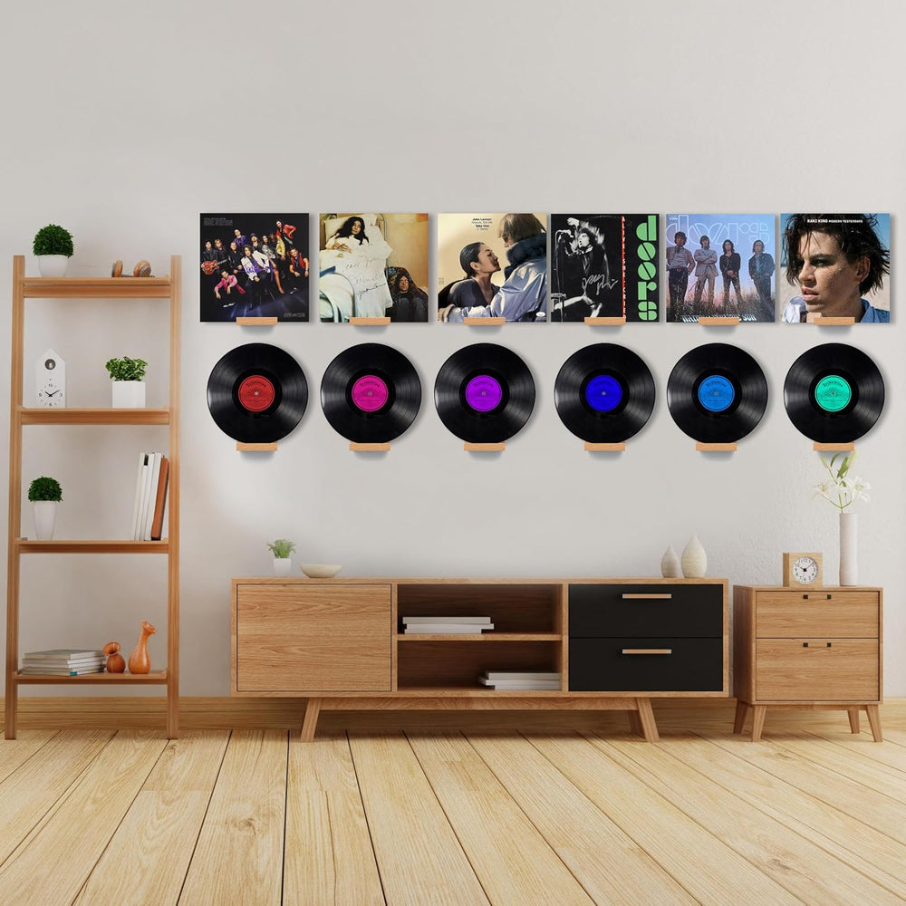 Vinyl Record Shelf Wall Mount,Small Record Holder,Natural Wood