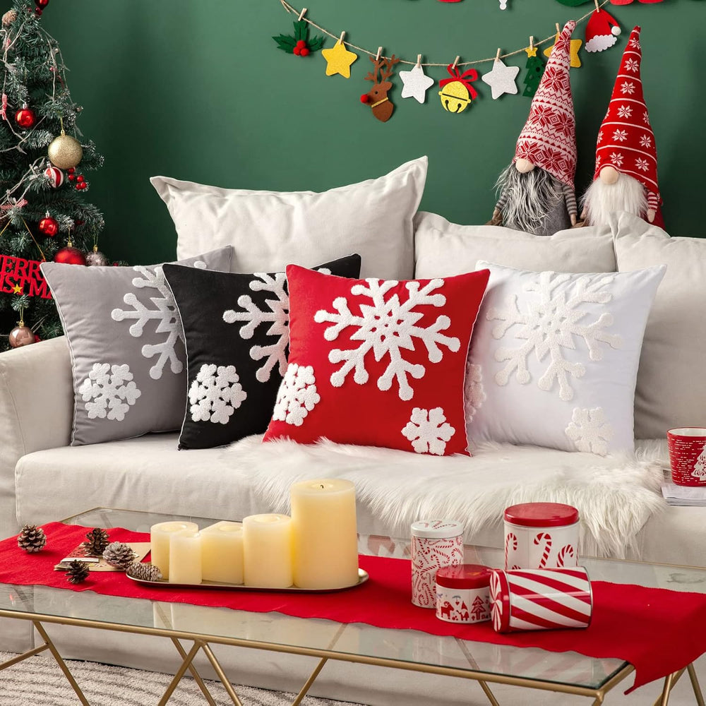MIULEE Christmas Throw Pillow Covers Black Decorative Snowflake 20x20