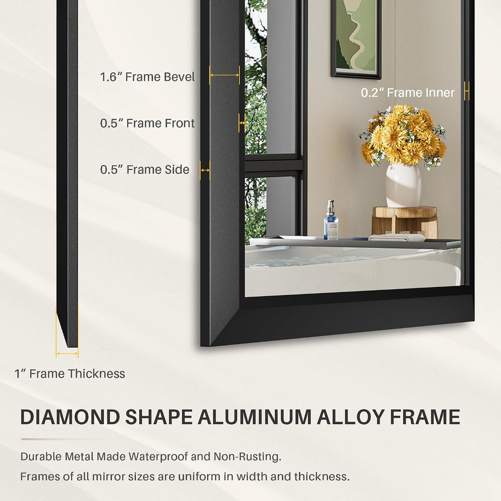 Briivue Black Metal Framed Bathroom Wall Mirror, 22x30 Inch