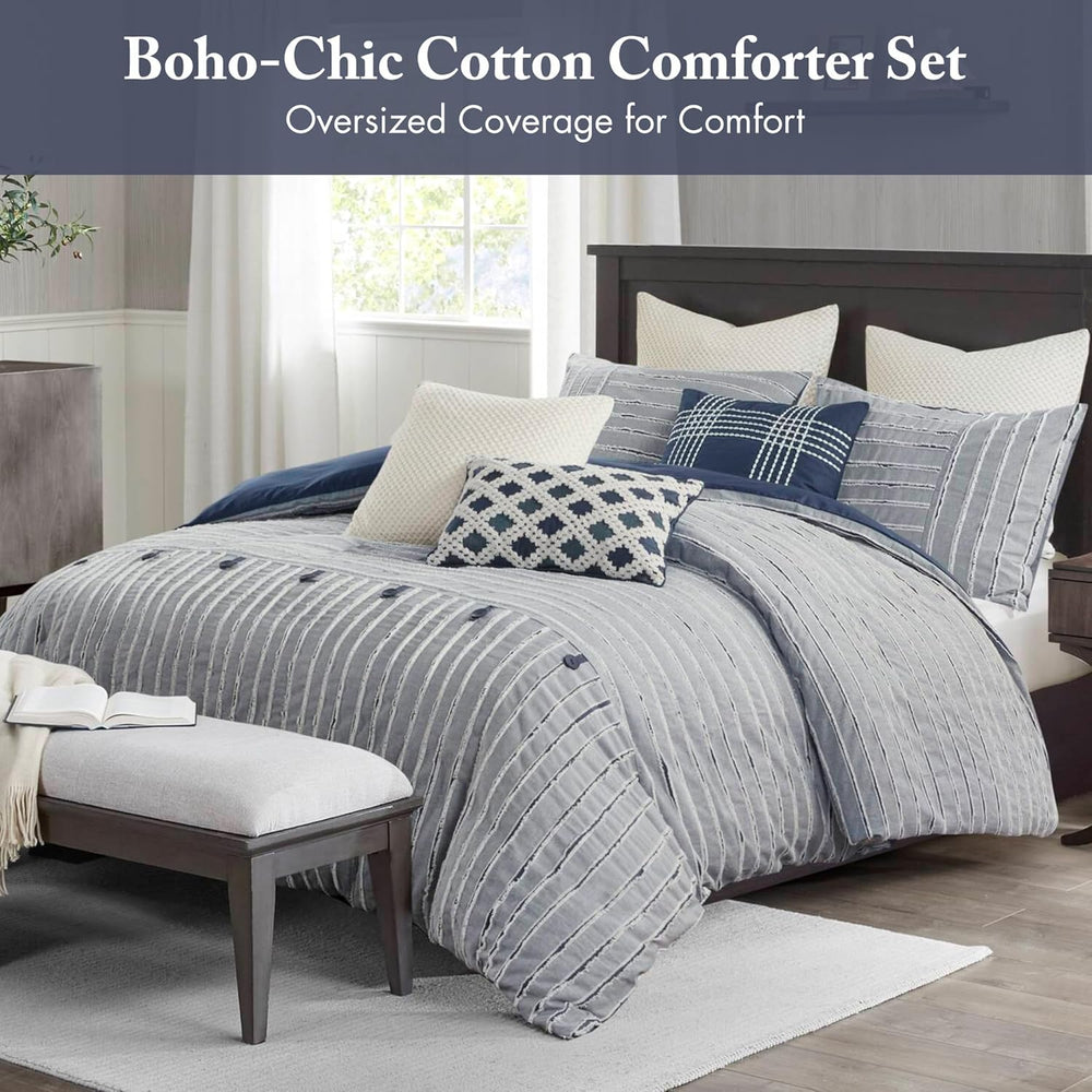 Madison Park Farmhouse King Cotton Comforter Set with Removable Cover, 9pc