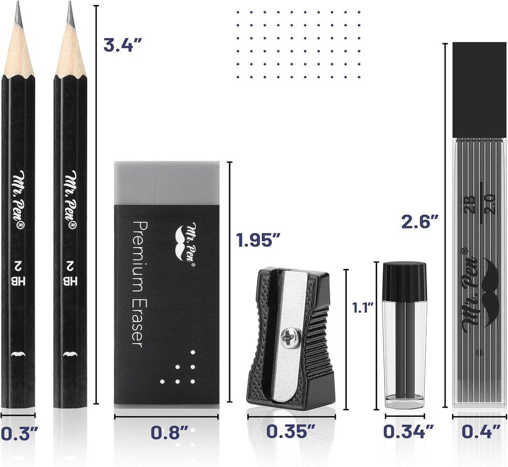 Mr. Pen- Professional Geometry Set, 15 pcs, Drafting Tools with Protractor