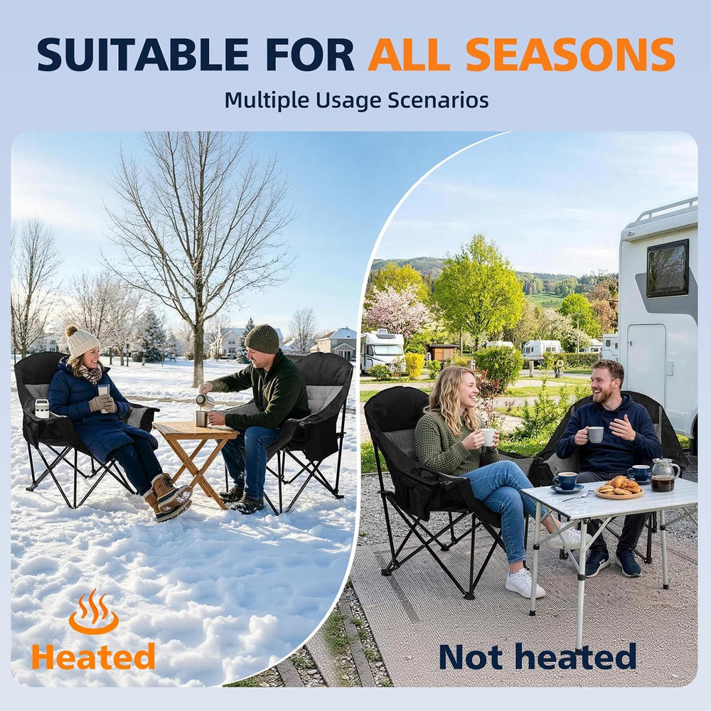 Heated Camping Chair - Oversized Outdoor Folding Chair for Adults