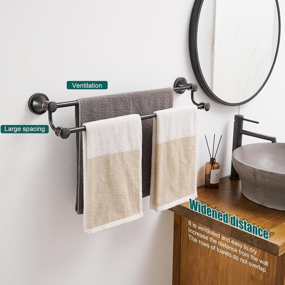 Hoimpro Double Towel Bar Towel Rack for Bathroom Wall Mounted Bronze