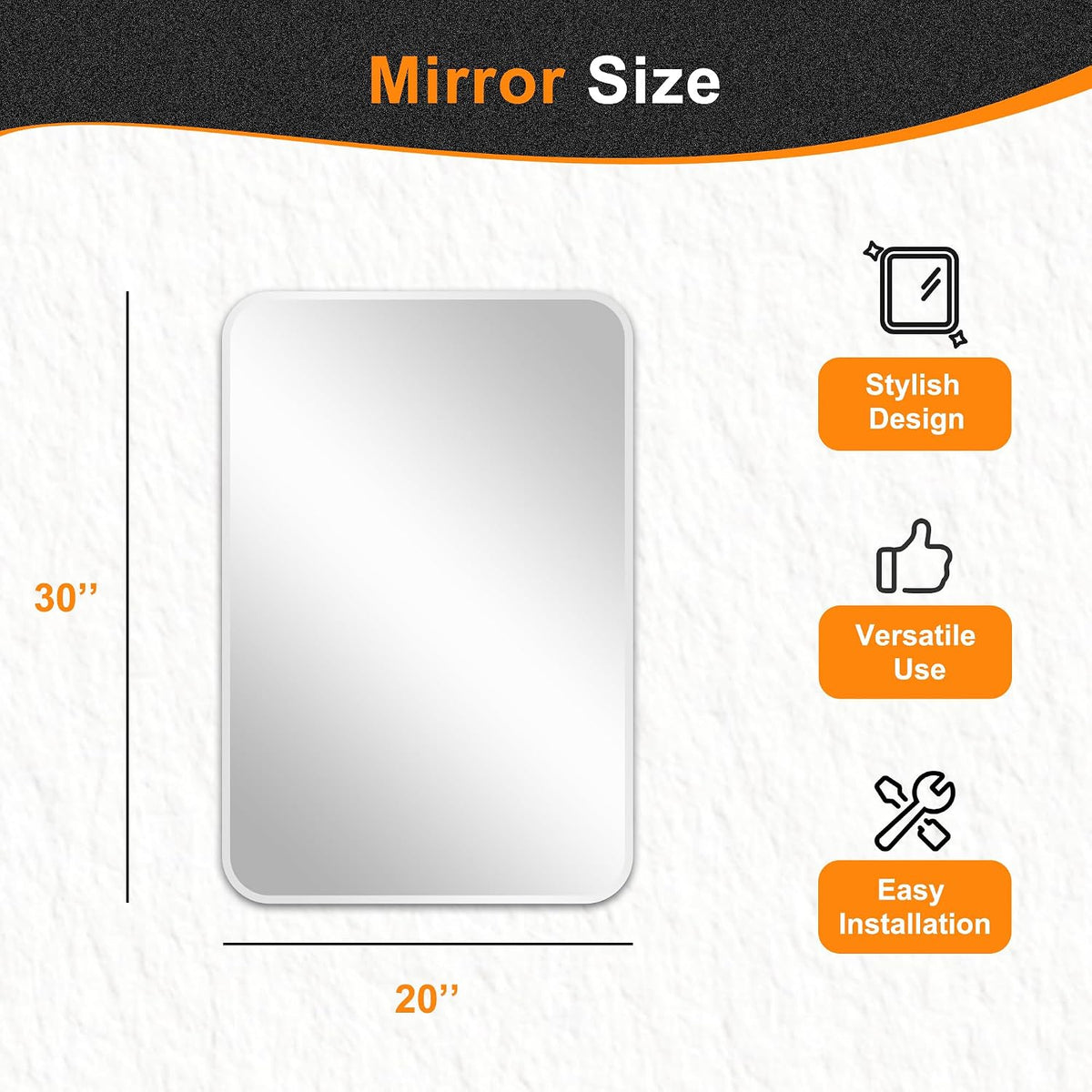 Delma Bathroom Vanity Mirror, Silver Framed Mirror for Over Sink, 30x20