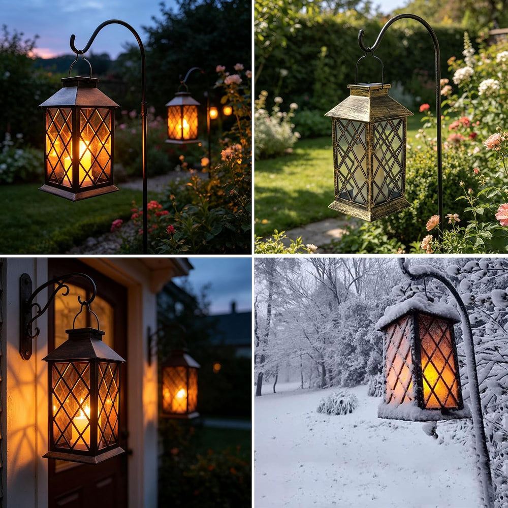 Solar Outdoor Lantern, Garden Hanging Waterproof Lanterns PVC Upgrade 3 LED F...